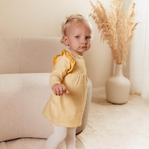 Dress long sleeve - Yellow - Little Farm - Checked