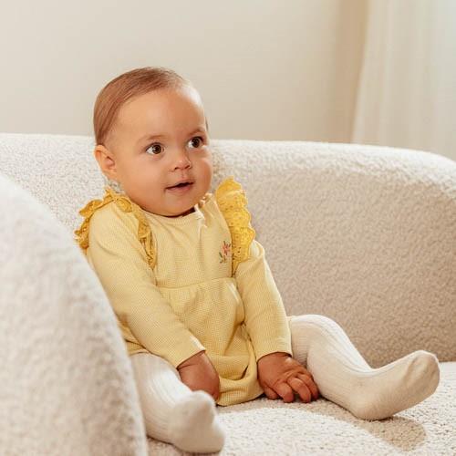 Dress long sleeve - Yellow - Little Farm - Checked