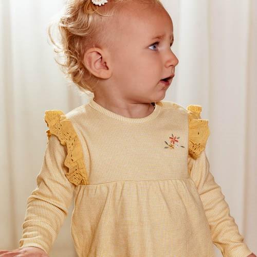 Dress long sleeve - Yellow - Little Farm - Checked