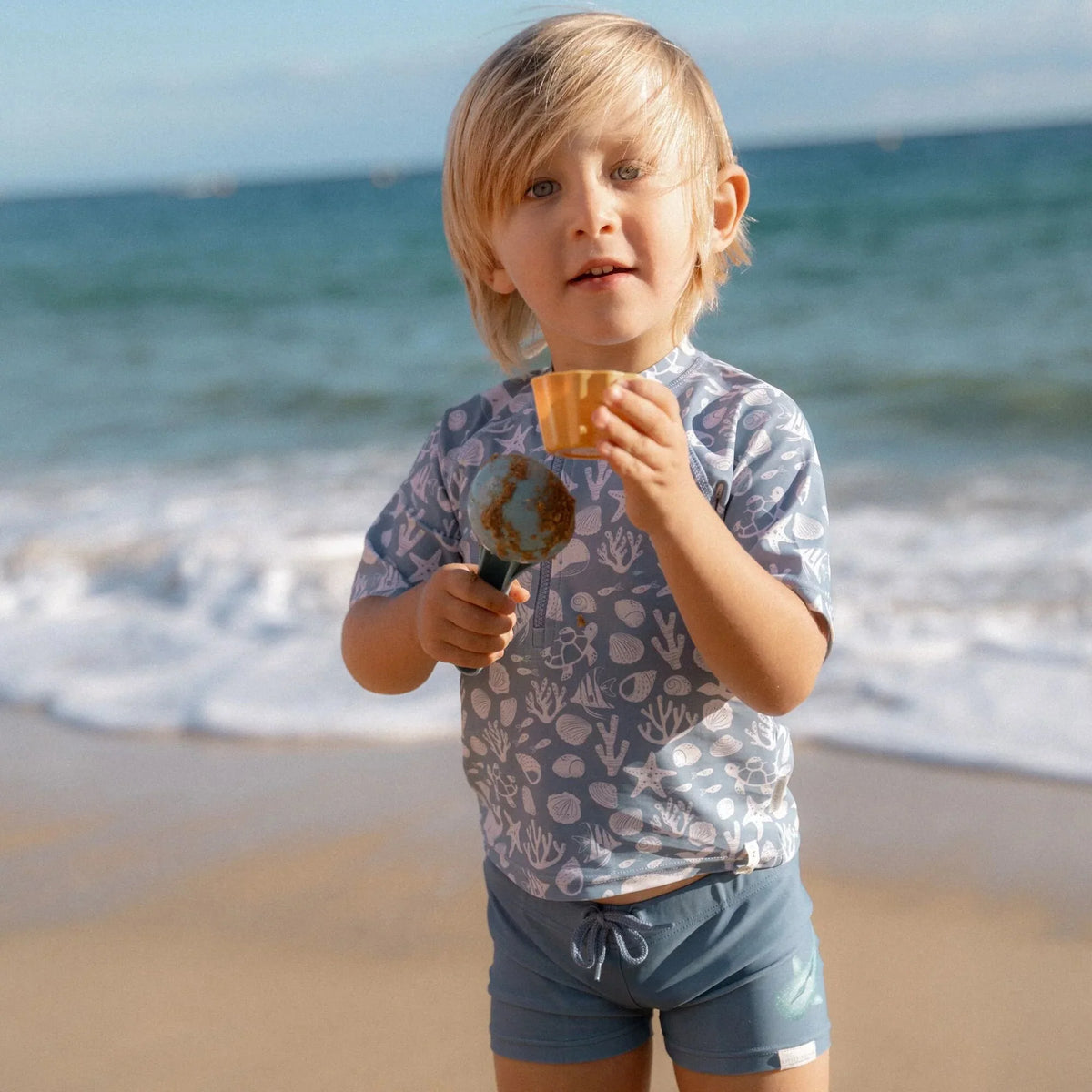 Schwimmshirt Kurzarm - Hellblau - Sea Life