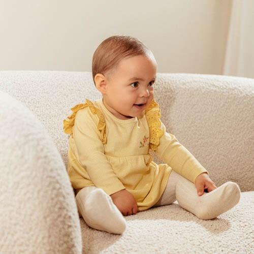 Dress long sleeve - Yellow - Little Farm - Checked